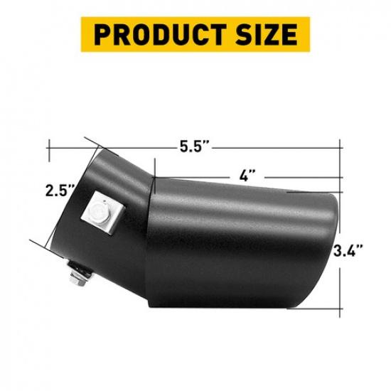 Black Car Exhaust Pipe Tip Rear Tail Throat Muffler Accessories 2.5" Inlet New