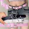 Y2K Star Buckle Belt Pink Leather Elastic Beading Decorationed Belt Sparkling Rhinestone Retro Wedding Decoration Accessories