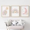 Rainbow Stars Moon Flowers Big Dreams Cartoon Wall Art Canvas Painting Nordic Posters And Prints Pictures Girl Kids Room Decor