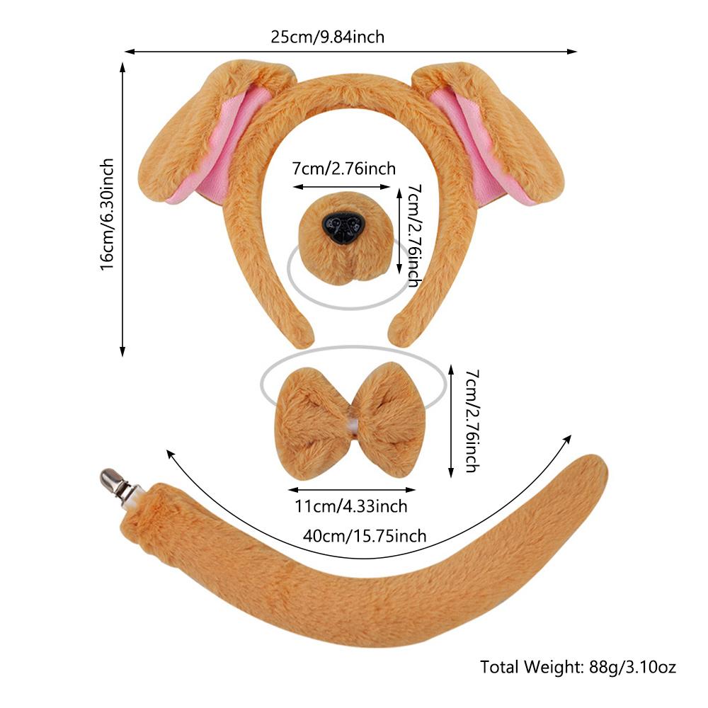 Halloween Animal Ears and Tail Set Holiday Masquerade Pig Costume Props for Kids and Adults