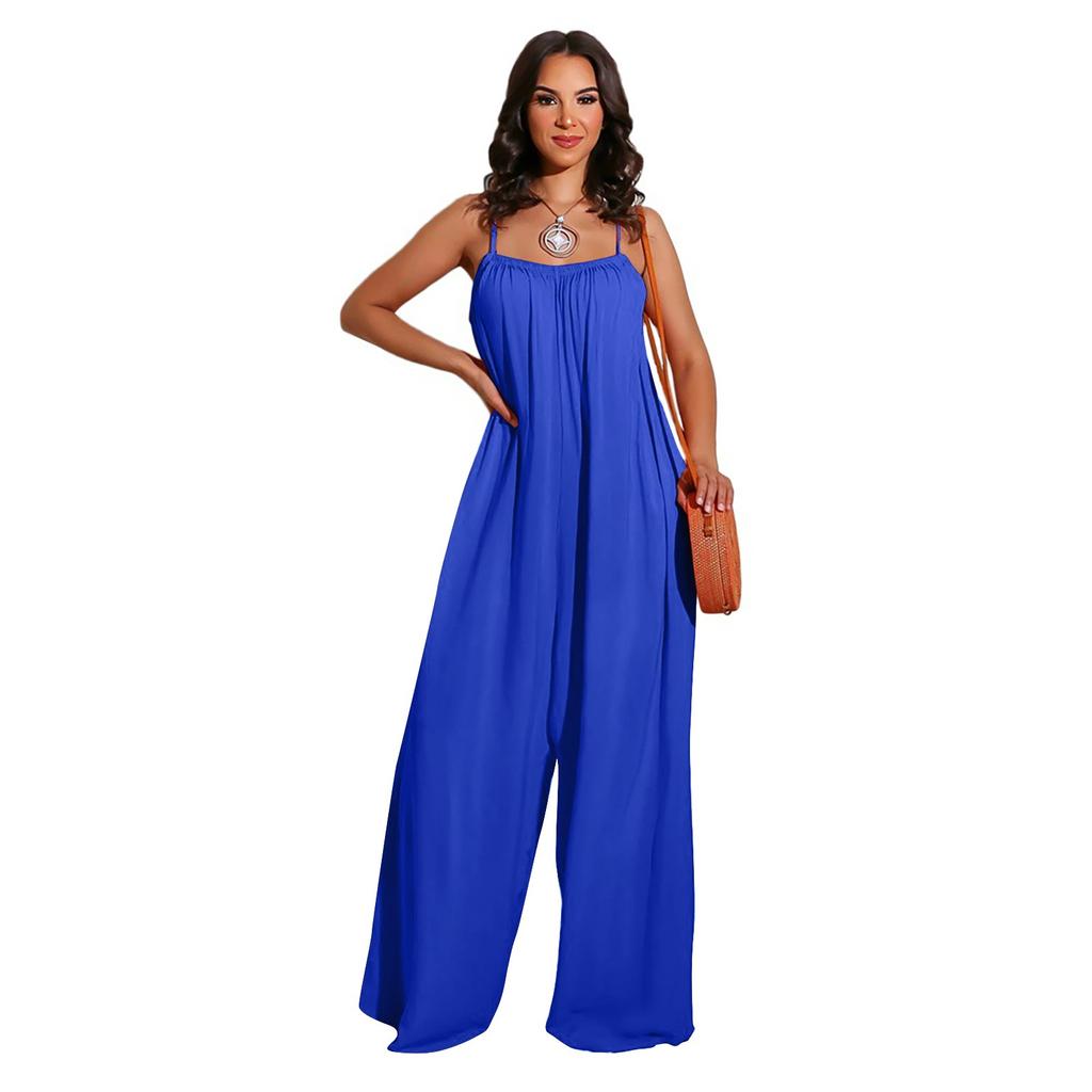 Женский комбинезон больших размеров, комбинезон с широкими штанинами, сексуальный комбинезон на бретельках, комбинезон для летних каникул