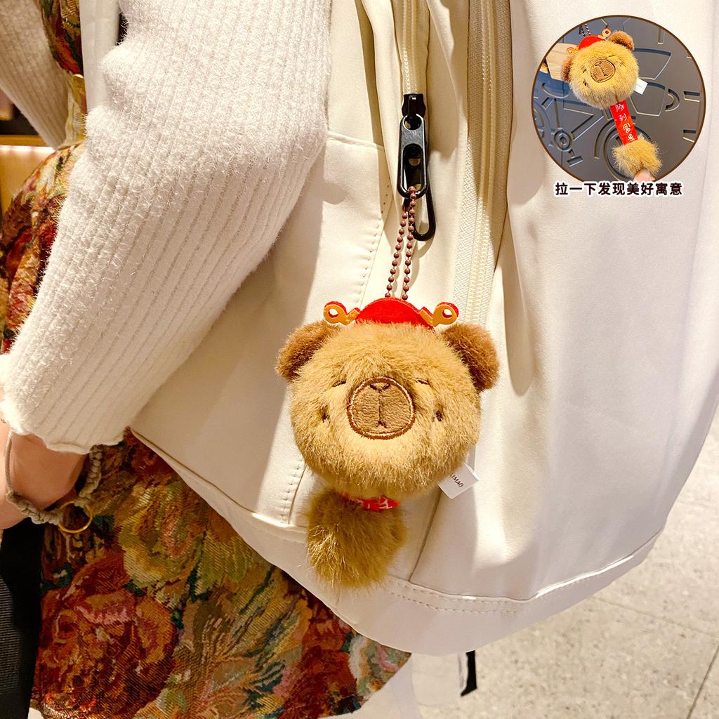 Оригинальный брелок-подвеска с кавайной капибарой и пандой, милый питомец, плюшевая игрушка-кукла, брелок для рюкзака