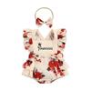 Newborn Girls Two-Piece Outfits, Flower Print Flying Sleeve Square Neck Bodysuit + Decorative Bow Headband