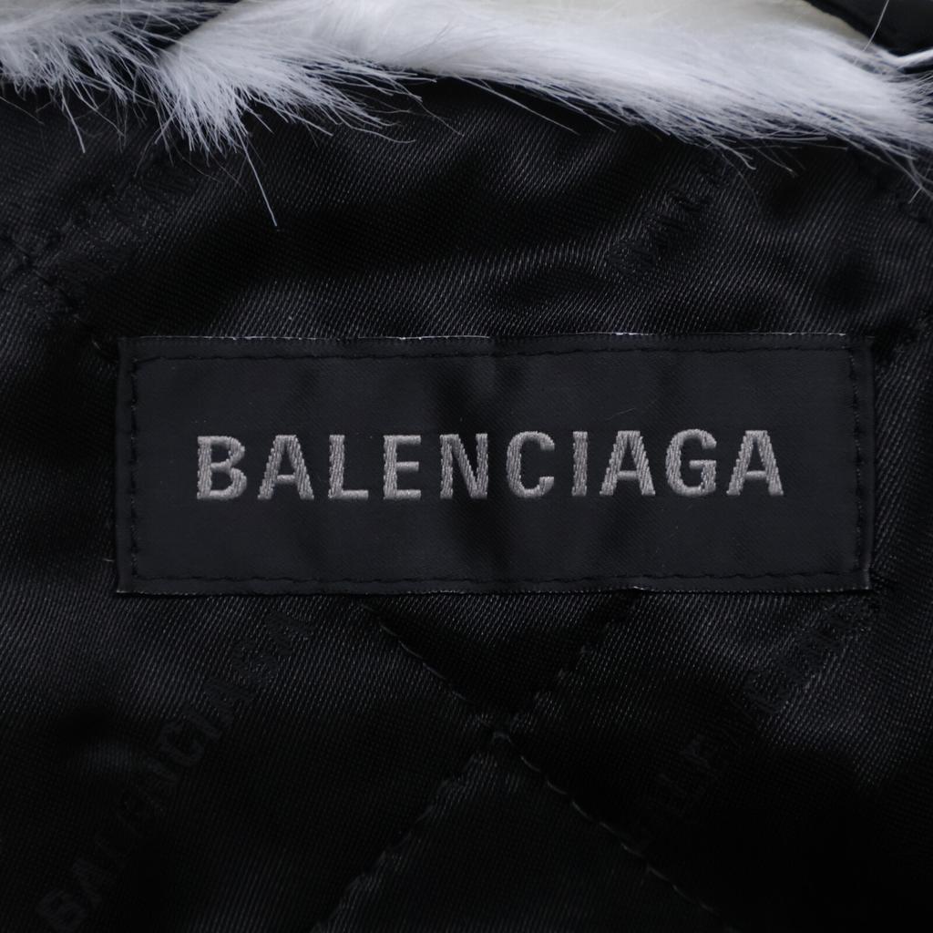 Balenciaga Отечественно авторизованный 22AW 721789 TNQ30 Куртка-шуба из меха с молнией сзади BB / Куртка-шуба 32 Белый x черныйБ/у