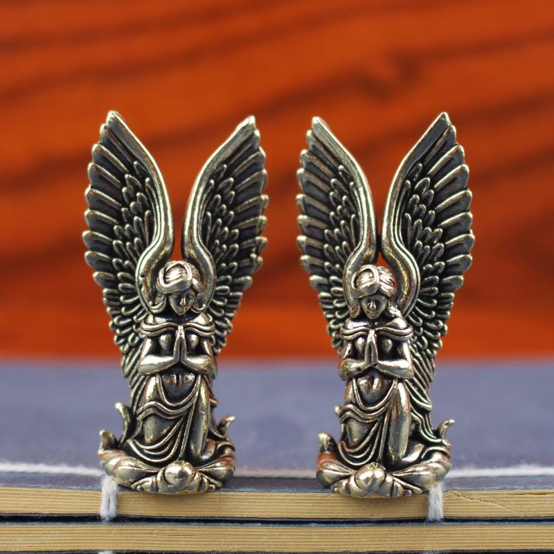 Goddess Angel Figure Home Decor Guardian Angel Statue Decoration Retro Home Decor Desktop Tea Pet Craftwork Bronze Ornament