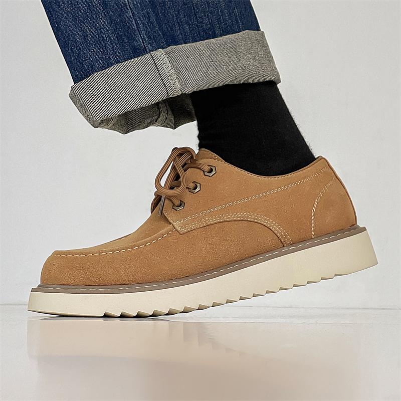 Fashion Handmade Suede Leather Men Boots Fashion Designer Shoes Man Leather Ankle Boots Men Walking Shoe Breathable Hombres Botas