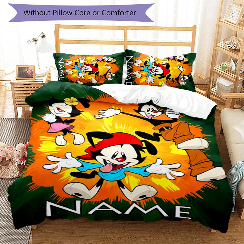 3pcs Custom Name Animaniacs Bedding Set Duvet Cover Closure Includes 1 Duvet Cover & 2 Pillowcases for All Seasons Bedroom Decor