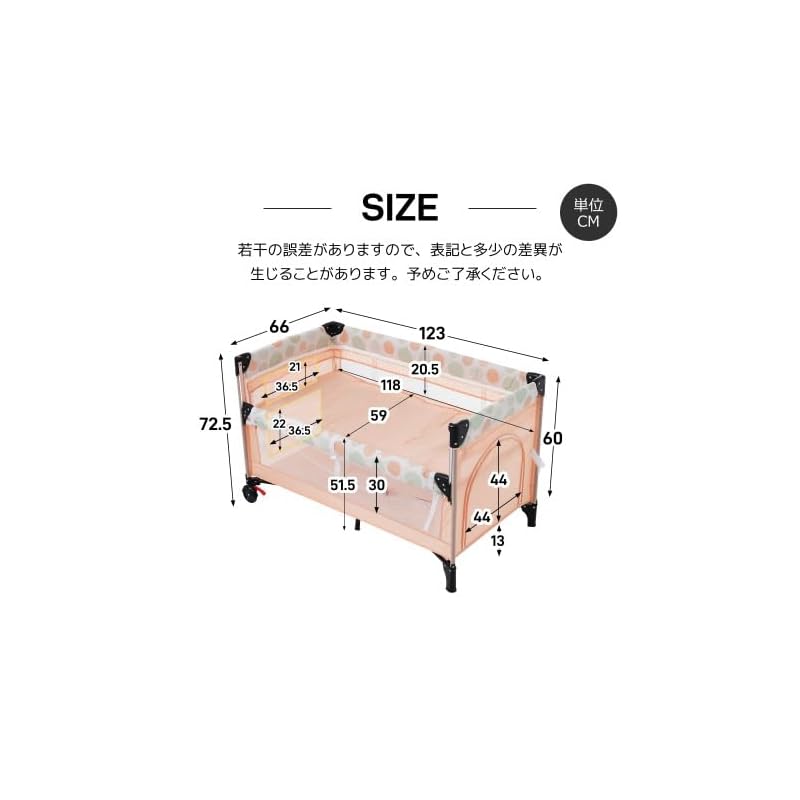 OSJ Crib Playpen Folding Co-sleeping Bed Play Yard Side Height Adjustable Nap Mat Comes with Carry Bag With Mattress with Casters Multifunctional