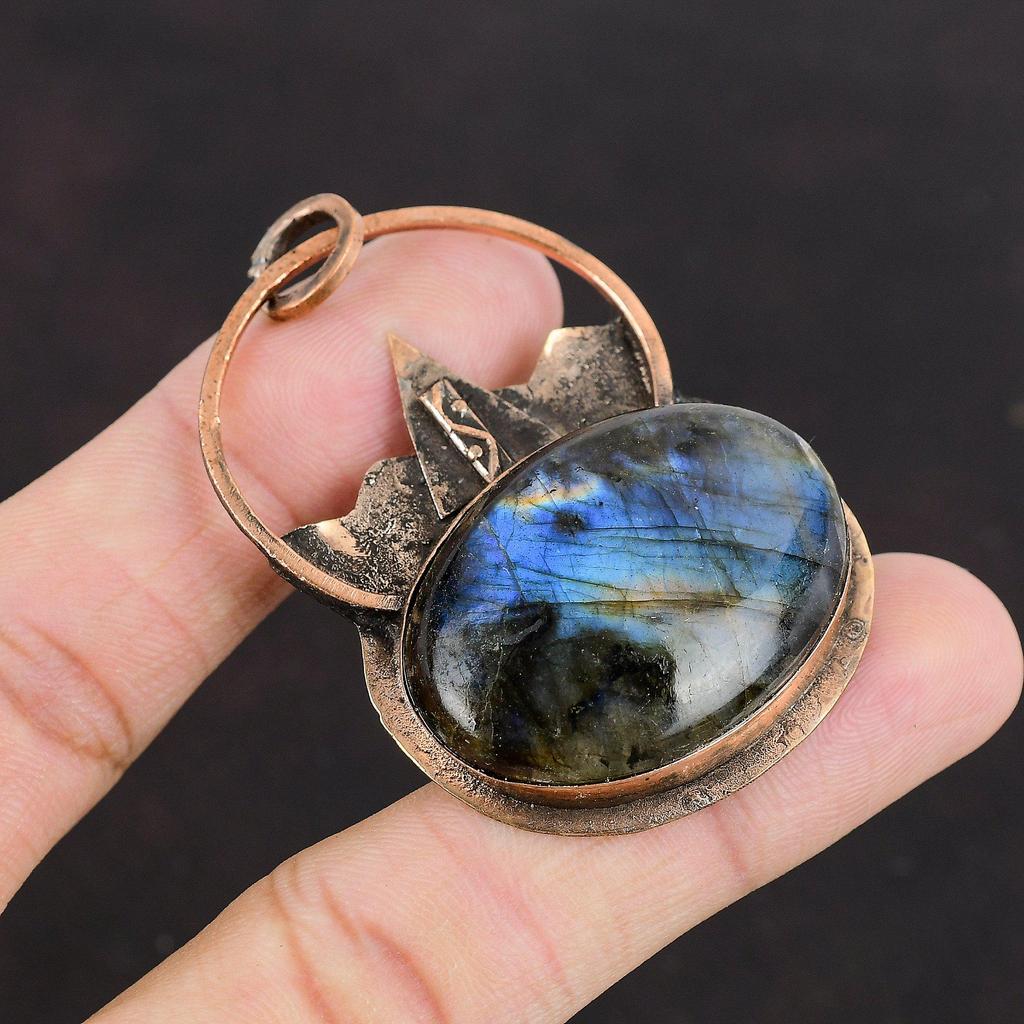 Подвеска из меди с лабрадоритом, подвески ручной работы, уникальный дизайн из меди, подвеска из драгоценных камней для подарка, ювелирные изделия из драгоценных камней с лабрадоритом, специальный подарок для женщин