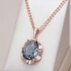 Серое Большое Овальное Ожерелье-Подвеска для Женщин Тренд Цвет Розового Золота с Натуральным Цирконом Высокое Качество Ежедневные Изысканные Ювелирные Изделия