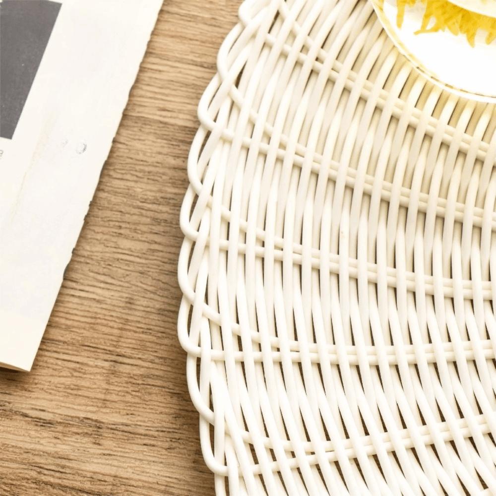 Imitation Rattan Woven Placemats Round Coaster Pastoral Tableware Mat Living Room