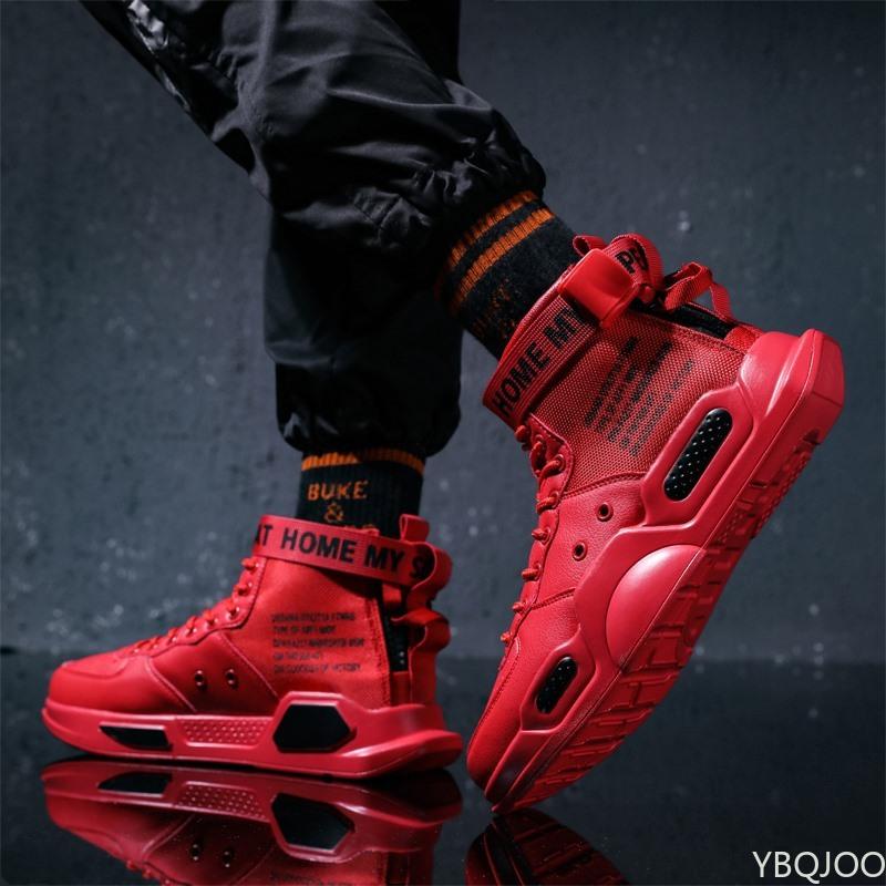 Горячая распродажа модных высоких красных кроссовок для мужчин в стиле хип-хоп, повседневная мужская обувь, теннисные ботинки, мужские спортивные кроссовки