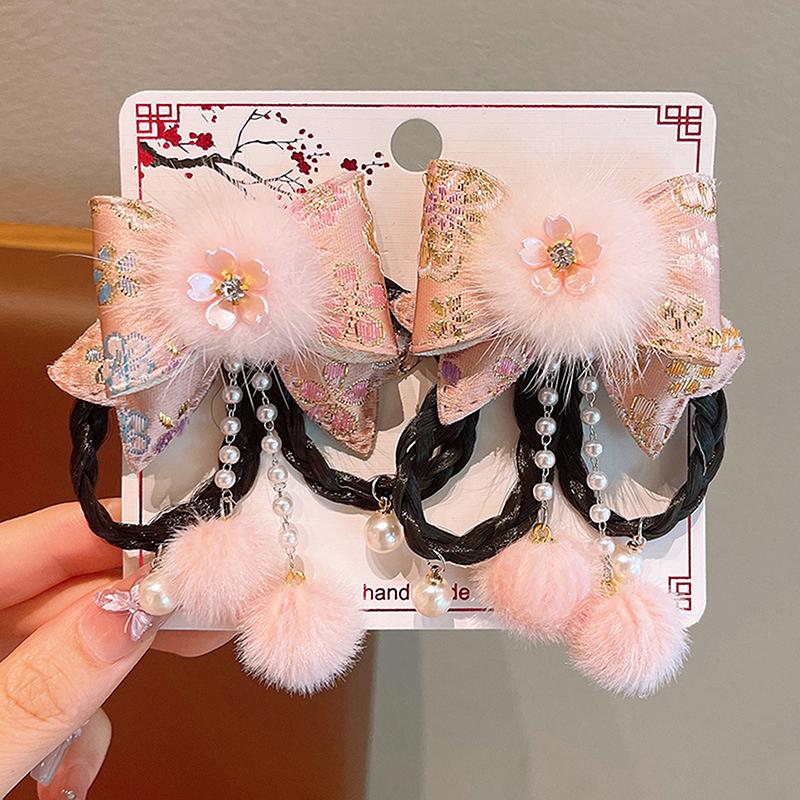 1 пара заколок для волос в китайском стиле, детские кисточки, заколки для волос, милый бант, бабочка, головной убор, кавайные красные аксессуары для волос, подарки