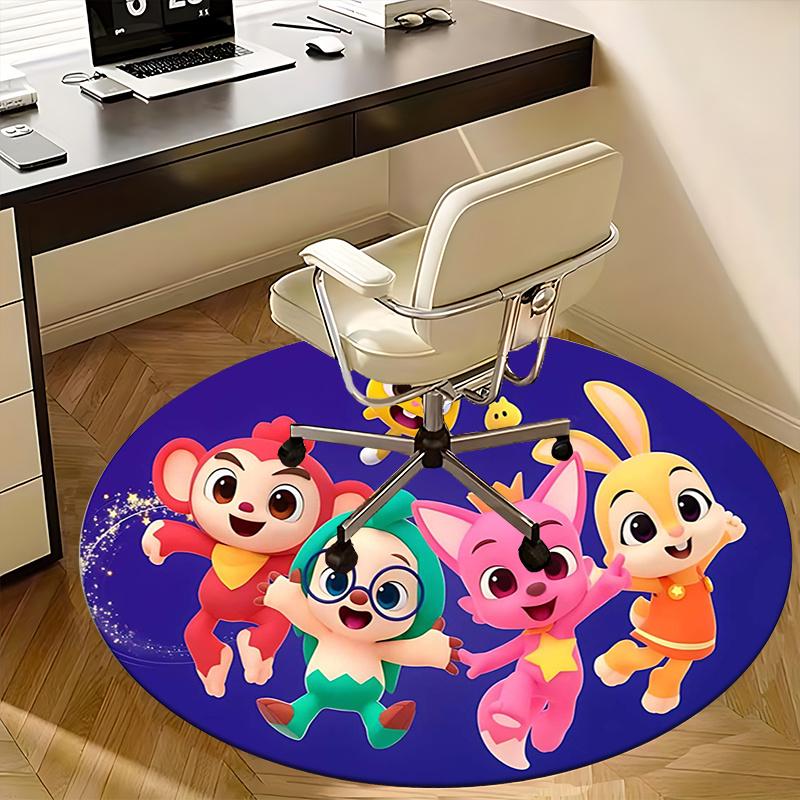 Коврик для стула Pororo, Круглый ковер - Ковер для офиса, Машинная стирка, Нескользящий, Подходит для гостиных, спален
