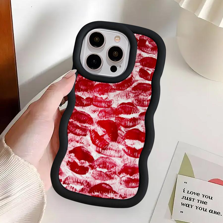 Ретро и сексуальный чехол с принтом красных губ для iPhone 11 13 12 17 Air 16 Pro Max 14 15 Plus XR 8 Мягкая крышка для телефона