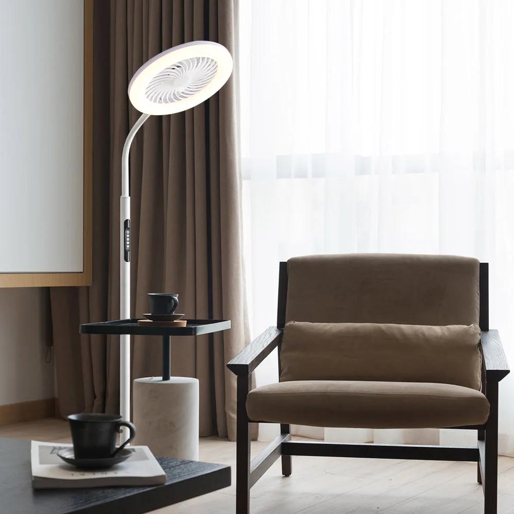 Современный светодиодный напольный вентилятор, полный спектр, простой белый, круглое кольцо для гостиной, спальни, кабинета, домашние осветительные приборы