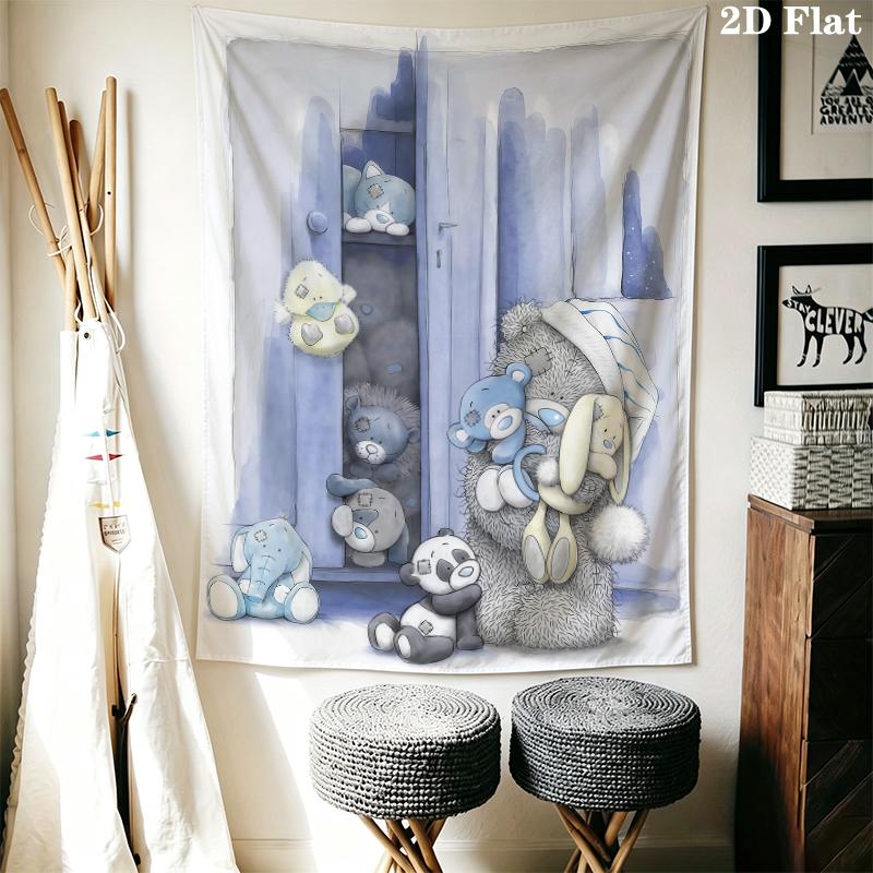 Tatty Teddy Wall Tapestry Aesthetic Wall Hanging Printed Fabric Blanket Decorative Tapestries for Bedroom Living Room Home Decor