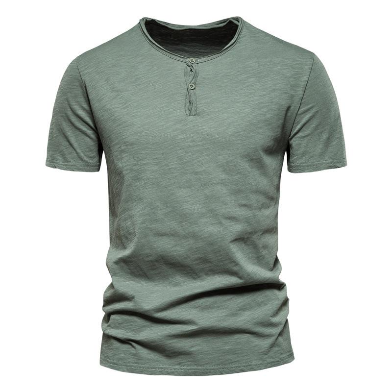 Summer Solid Color Short-sleeved Men's Casual Slim Round Neck Cotton T-shirt