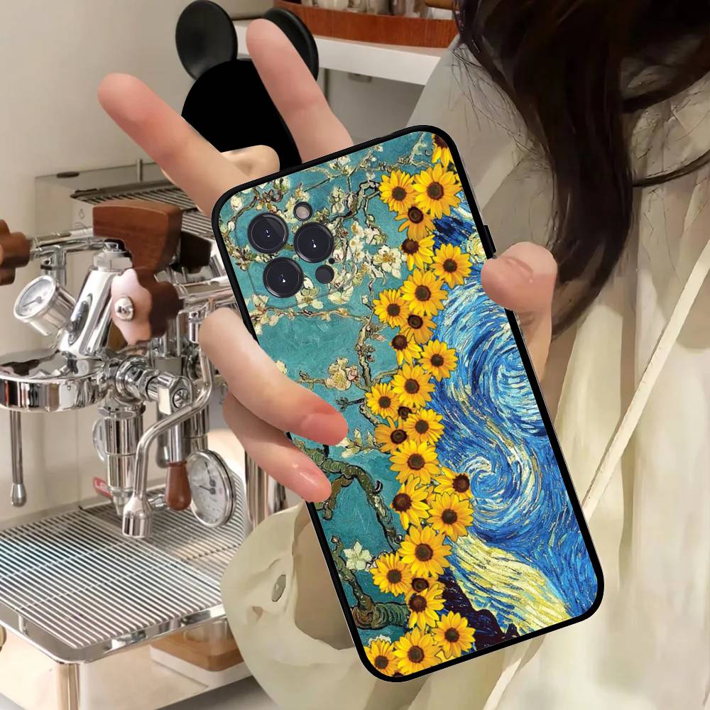 Мультяшный чехол для телефона в стиле Ван Гога для IPhone 17 16 15 14 11 12 13 Mini Pro XS Max Plus Funda Shell
