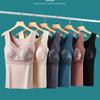 Velvet Camisole Warm Undershirt Female Padded Sleeveless Bottoming Shirt Fall and Winter Non-marking Warm Undershirt with Chest Pads