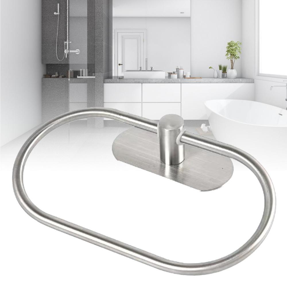 Oval Shaped Towel Ring Stainless Steel Towel Rack Bathroom Kitchen Restroom Laundry Room