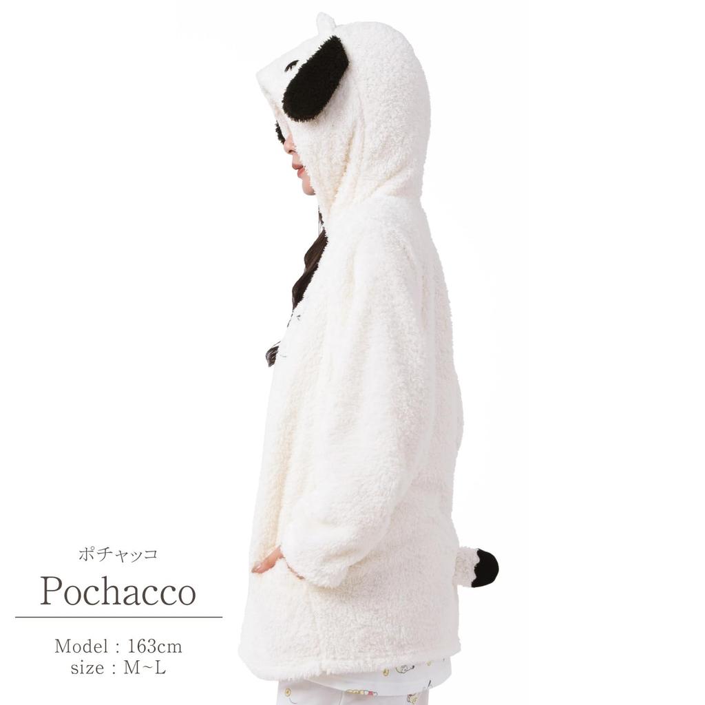 Pochacco Gown Poodle Boa Hooded Tail Embroidered Room Wear Pajamas Pochacco Sanrio Size [SAZAC] Dress-up Women's M-L