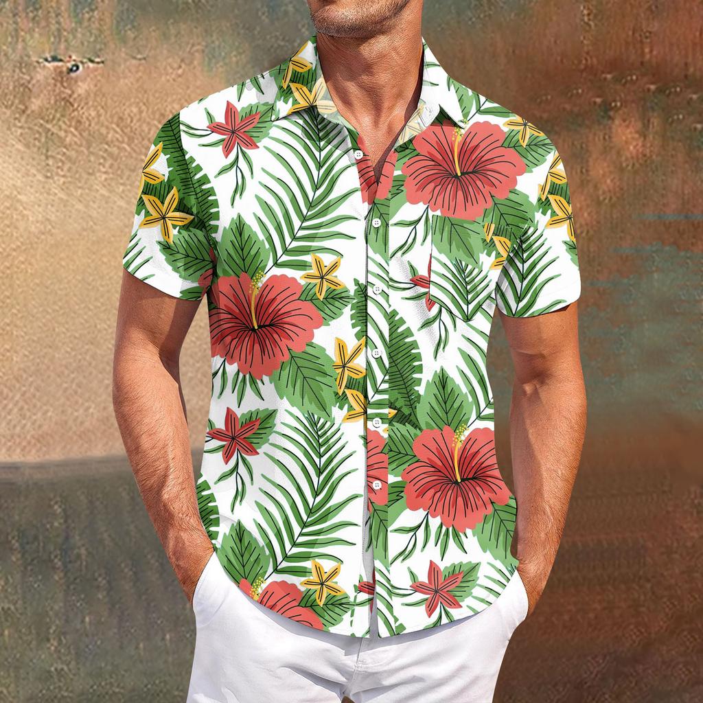 Мужские винтажные рубашки для боулинга на пуговицах с коротким рукавом, летняя пляжная рубашка