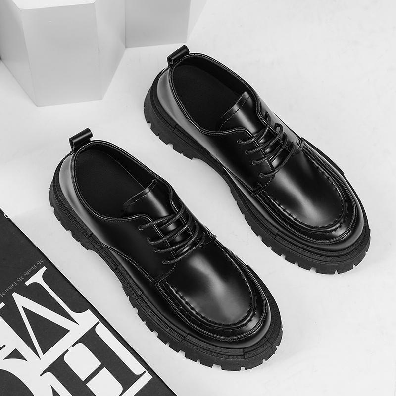 Мужские кожаные туфли, новые, на толстой платформе, в старом стиле, рабочие, весенние и осенние, гоночные туфли, повседневная обувь для улицы, бюджетная мужская обувь