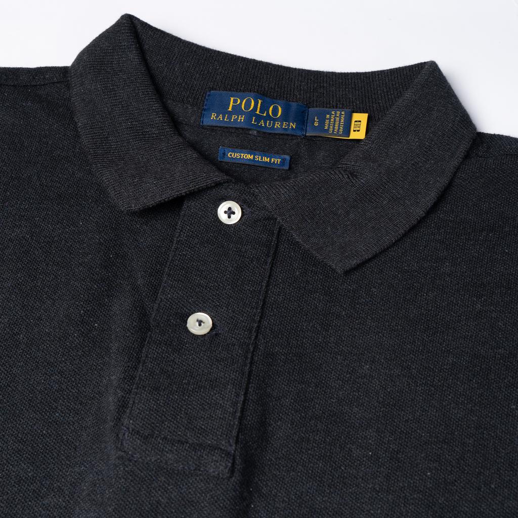 Polo Ralph Lauren SS23 Однотонная рубашка поло с коротким рукавом и вышитым логотипом, мужские топы, темно-черный 710794276-057