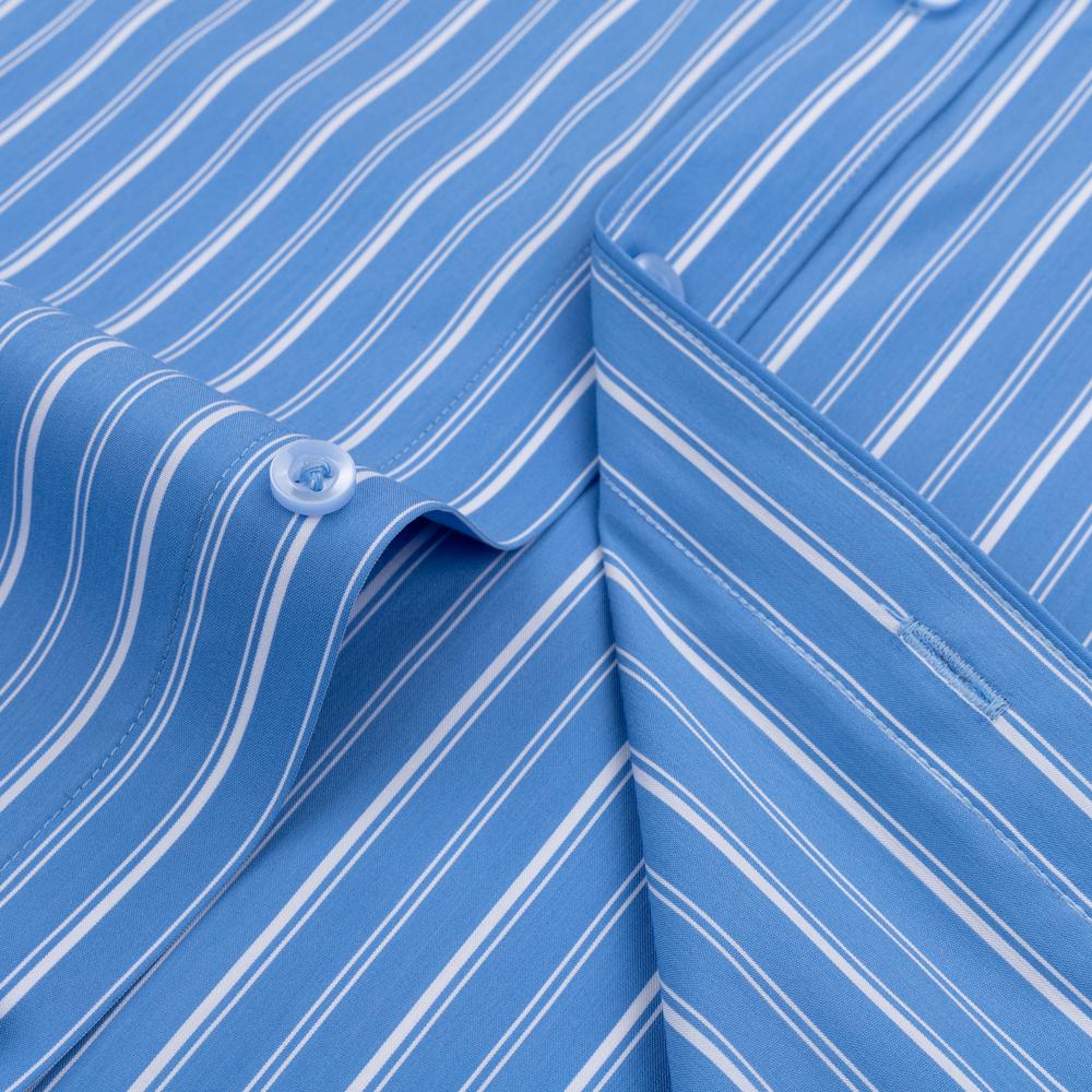 Men's Modal Striped Tuxedo Dress Shirt with Windsor Collar & French Cuff Includes Cufflinks, Elegant Professional Formal Wear