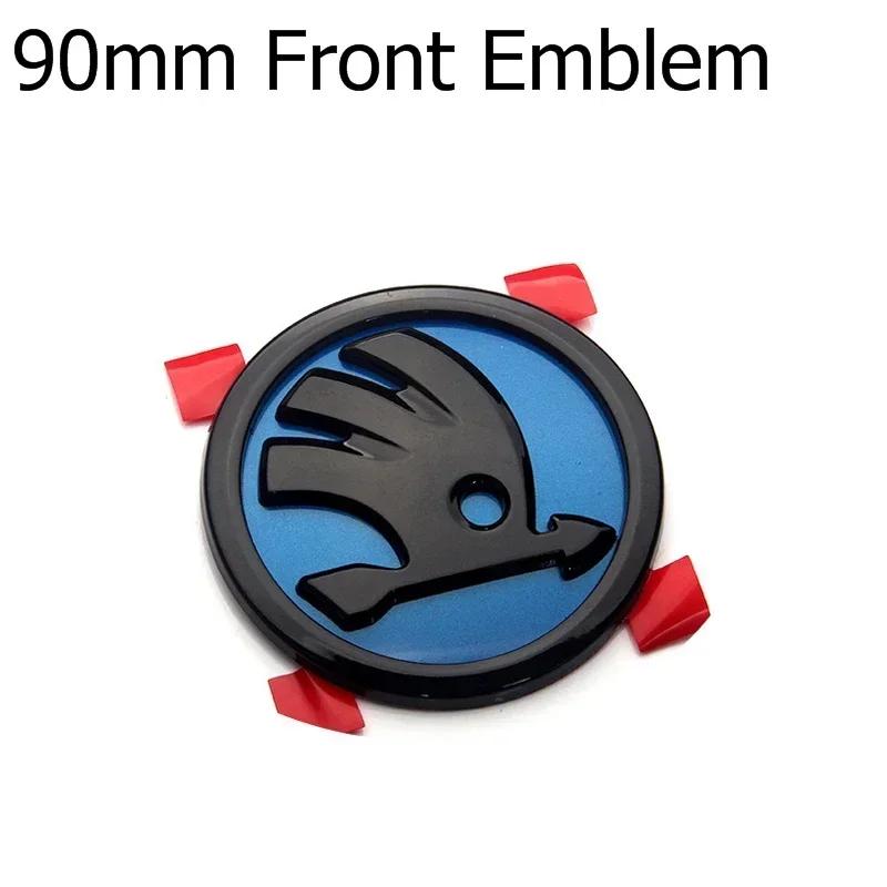 AGTQ2 80/90mm ABS Logo Car Front Head Rear Tail Trunk Badge Sticker For Skoda Superb Fabia 2 Octavia Laura RS Rapid Yeti Karoq Kodiaq