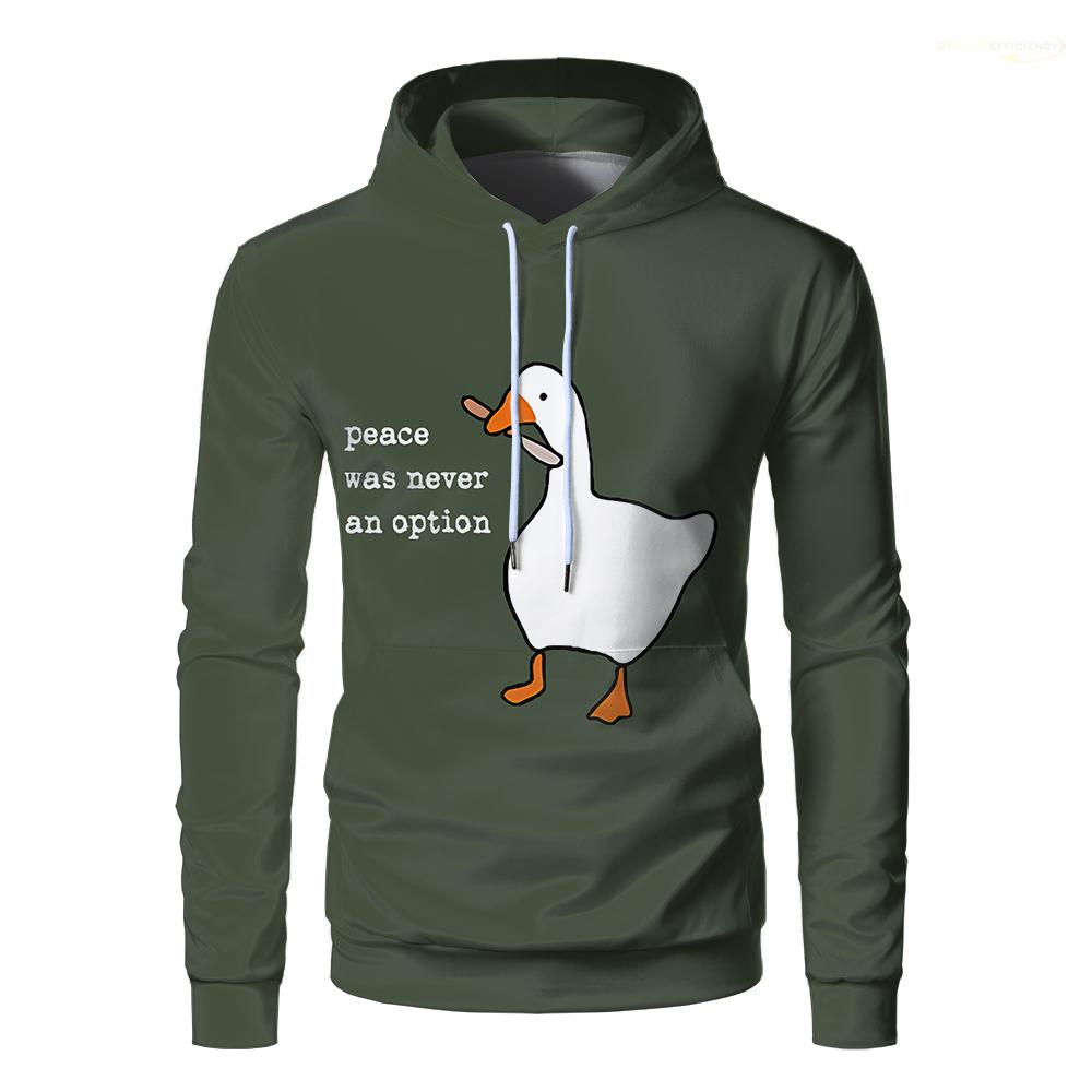 Мир никогда не был вариантом. Толстовки с капюшоном для мужчин Goose. Модные повседневные зеленые толстовки с изображением животных для мальчиков и девочек. Забавный пуловер с капюшоном.