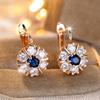 Exquisite White Blue Flower Drop Earrings for Women Luxury Gold Color Earrings Fashion Jewelry Gifts