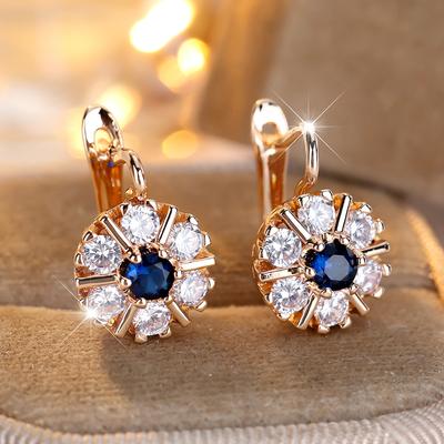 Изысканные серьги-капли с белыми и синими цветами для женщин, роскошные серьги золотого цвета, модная бижутерия, подарки