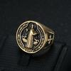 Хип-хоп позолоченный St. Кольцо из титановой стали Benedict для мужчин, модные религиозные украшения