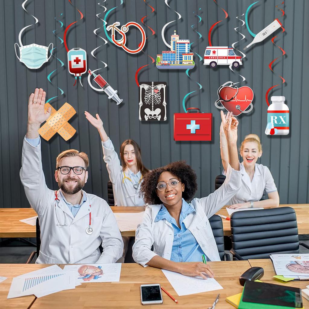 12 шт. Медицинский день Выпускной вечеринка Украшение Спиральная подвеска Выпускной вечер Спиральная подвеска