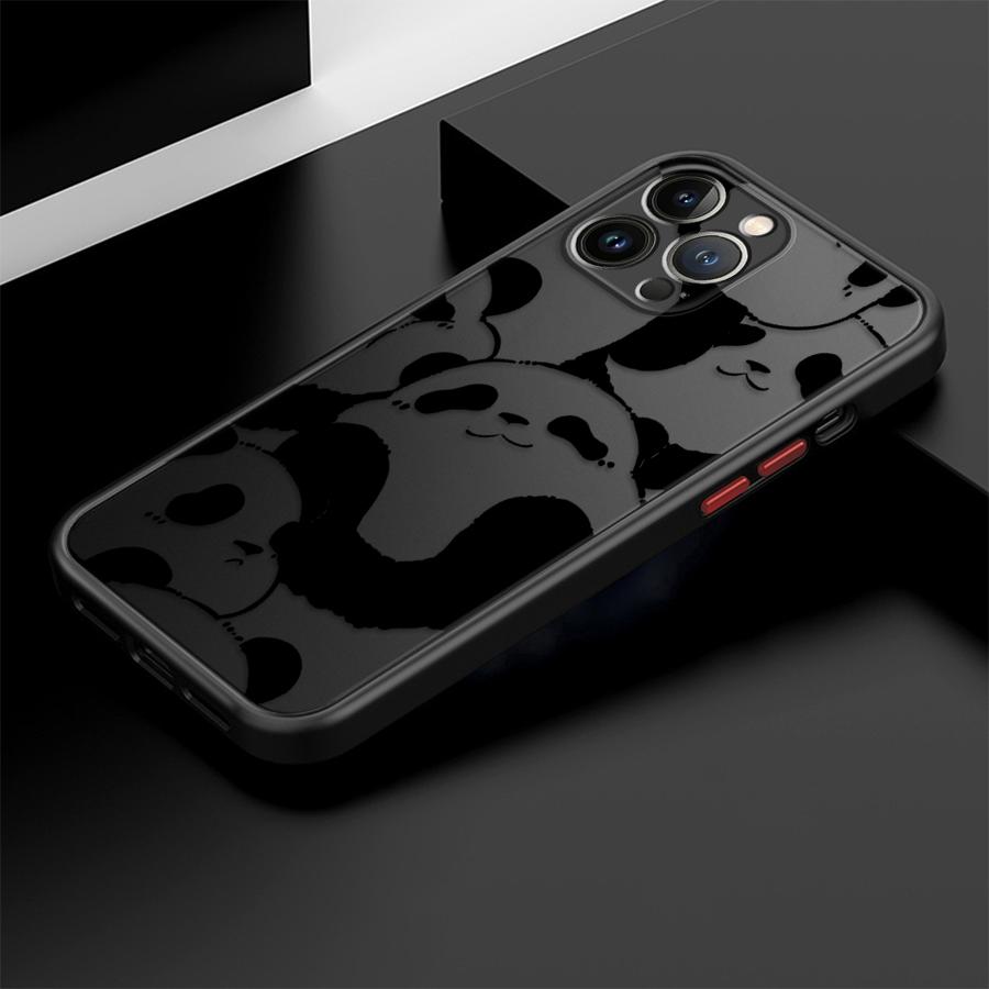 Милый мультяшный чехол-панда для iPhone 16 15 14 13 12 11 Pro Max Mini X XS XR SE 7 8 Plus Ударопрочный матовый твердый чехол Fundas