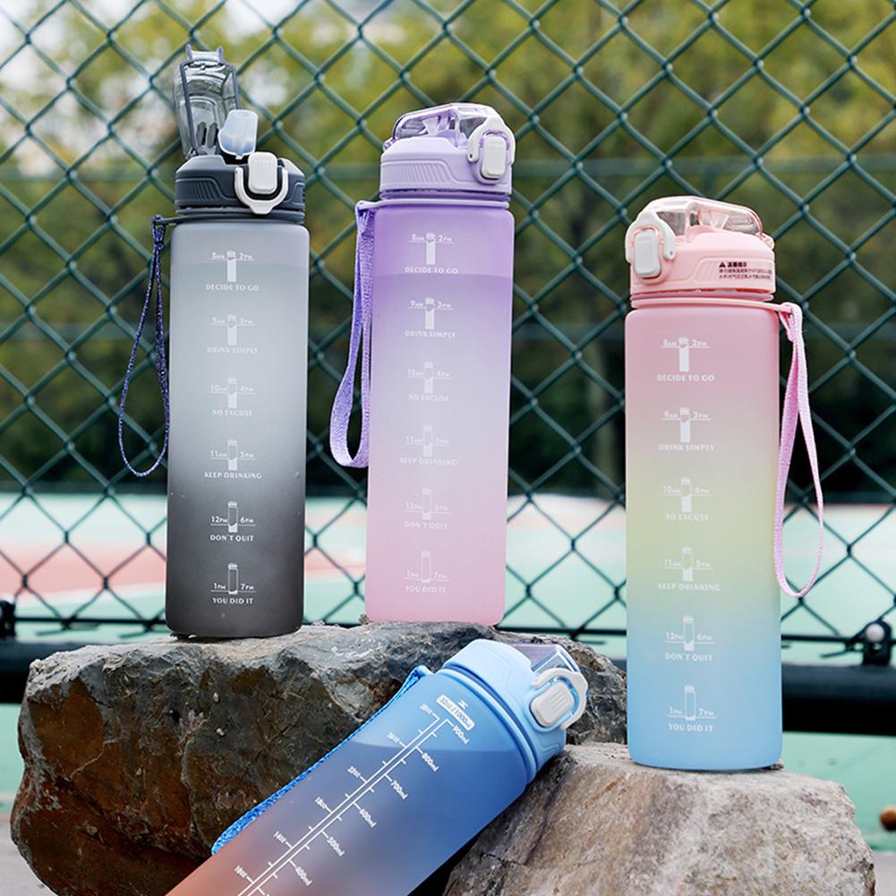 Пластиковая бутылка для воды с маркером времени, фитнес-спортивная герметичная чашка для напитков