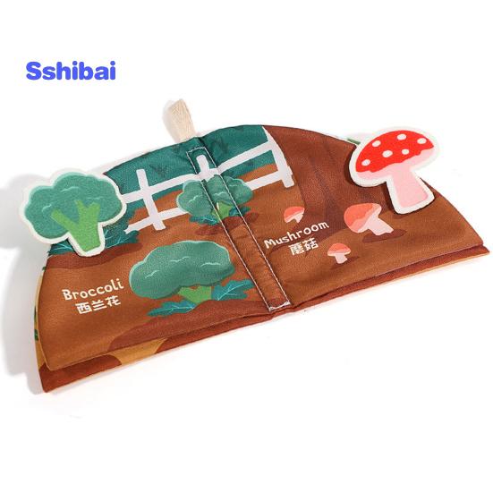 Baby Cloth Book Vegetable Fruit Animal Dinosaur Family Member, Tear-resistant Washable Early Education, Infant Boy Girl Crinkle Sensory Book