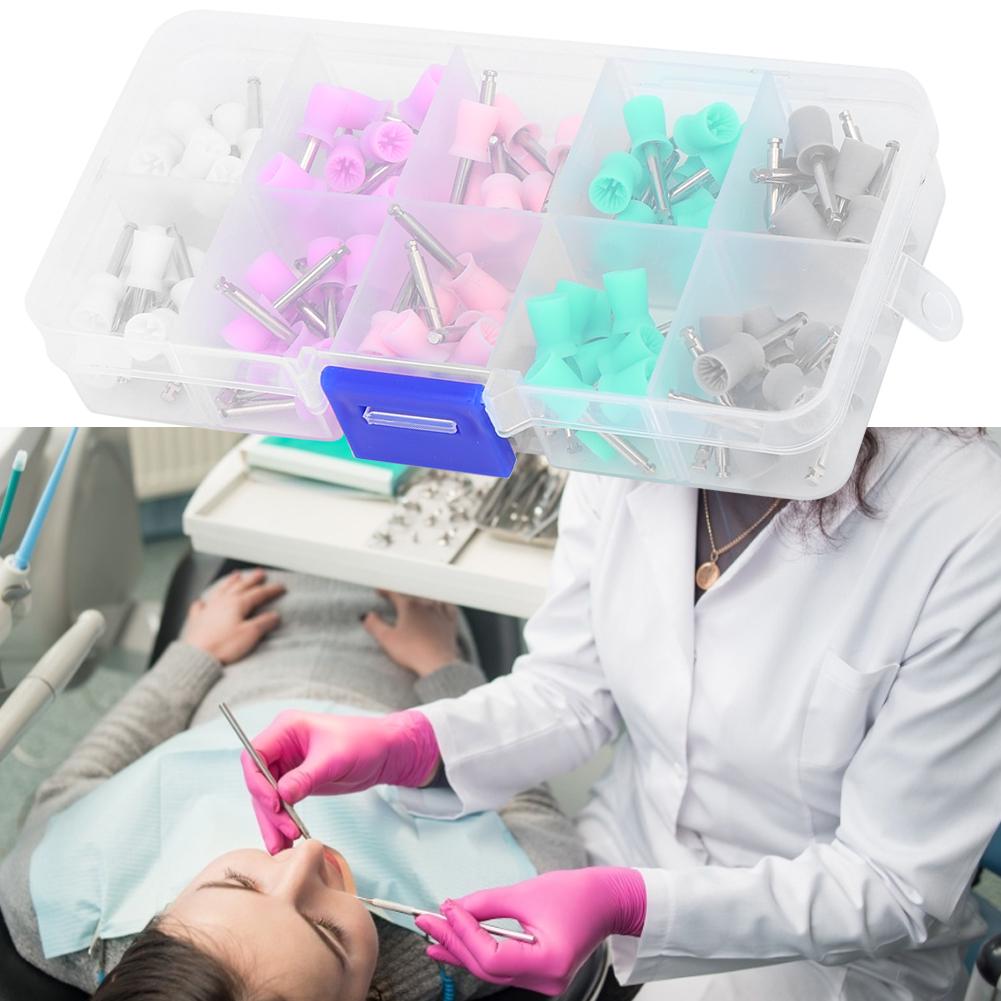 100 шт., резиновая стальная чашка для полировки зубов, полировщик разных цветов с коробкой для хранения