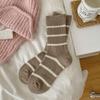 Ladies Autumn and Winter Thickened Warm Versatile Simple Contrast Color Striped Wool Tube Pile Socks