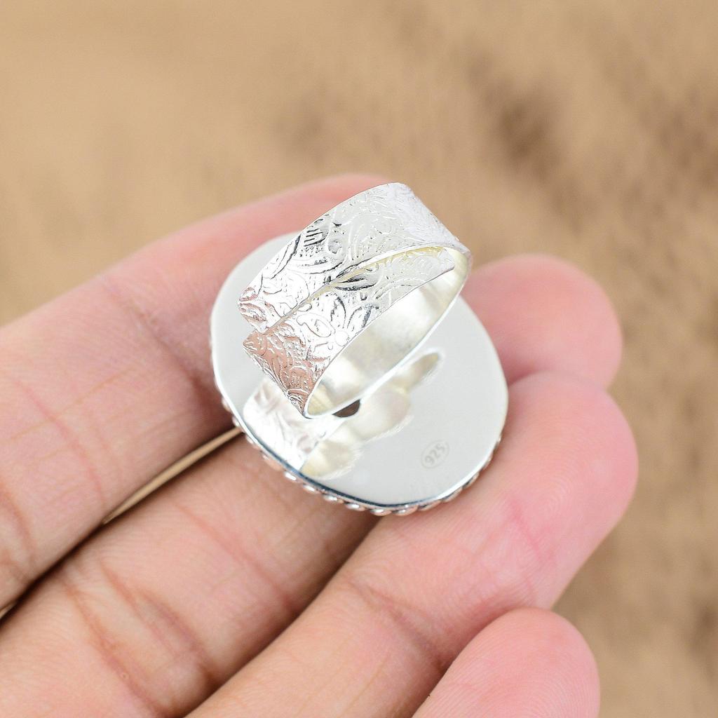 Июньский Натуральный Лунный Камень Стерлинговое Серебро Заявление Обещание Кольцо Ювелирное Изделие