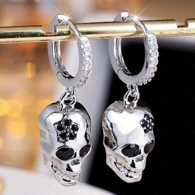 Готические Темные Персонализированные Креативные Серьги-подвески в виде Черепа Мужские и Женские Классические Винтажные Праздничные Вечерние Циркон Подарки