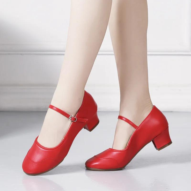 Танцевальная обувь для женщин и девочек, женская, латиноамериканская, бальная, современная, сальса, тренировочная, с закрытым носком, квадратная, мягкая резиновая подошва