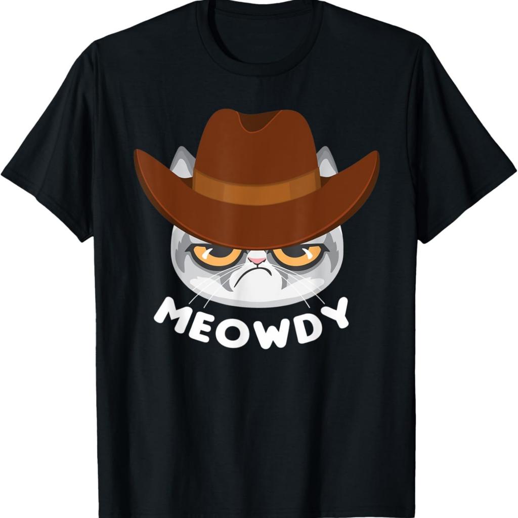 Meowdy Texas Funny Mashup Meow & Howdy Cowboy Cat Meme T-Shirt