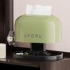 Cream Style Retro Tissue Box Spring Support Decorative Tissue Dispenser Space Saving Double-Layer Tissue Storage Box for Home