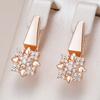 Серьги-капли с кристаллами в форме цветка цвета розового золота для женщин, блестящие аксессуары из натурального циркона на каждый день, изысканные ювелирные изделия