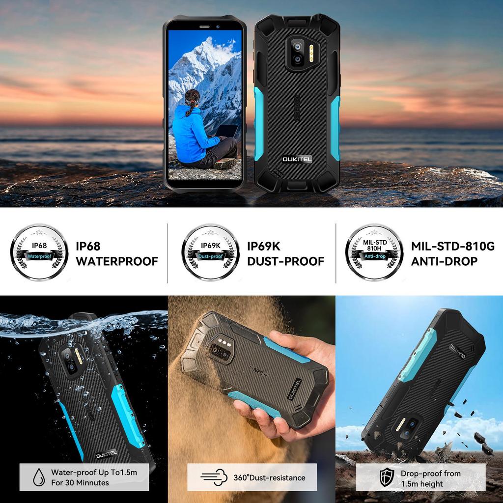 Oukitel Защищенный смартфон WP12 PRO, аккумулятор 4000 мАч, две SIM-карты, 4 ГБ+64 ГБ