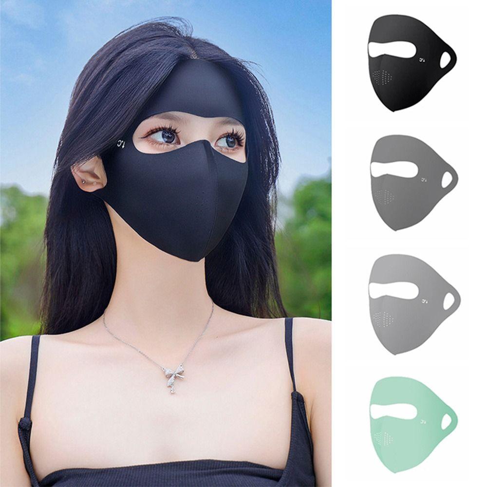 Full-Face Ice Silk Face Cover Reusable Ice Silk Sunscreen Mask Fashion UV Face Mask  Hiking