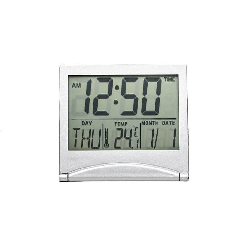 Складной мини-цифровой будильник с индикацией температуры, даты, дня недели, обратного отсчета, повтора сигнала, настольные часы 12/24 ч, питание от батареи CR2025, ЖК-часы